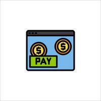 Pay icon on a computer screen with coins vector