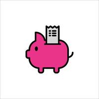 Pink piggy bank with check and paper in it vector