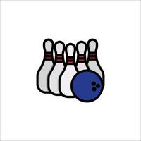 Bowling ball and pins icon on white background vector