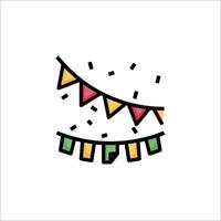 A colorful banner with confetti and streamers vector