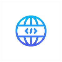 A blue and white globe with the word html written on it vector