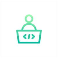 A green icon with a person in a basket vector