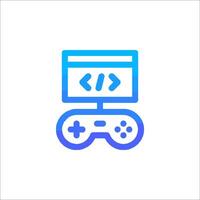 A game controller icon with a computer screen vector