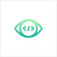 A green and blue eye logo with the word code in it vector