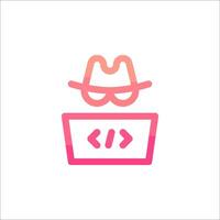 A pink hat and a computer on a white background vector