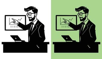 Businessman Giving a Presentation with Data Analysis vector