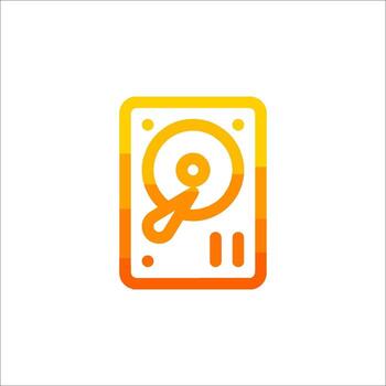 A computer icon with a disk and a disk icon vector