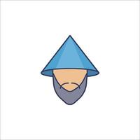 A blue hat with a beard and a beard vector