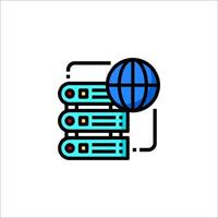 Server icon with a globe and a server vector