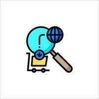 Magnifying glass icon with a globe and a shopping cart vector