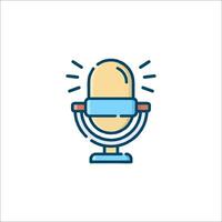 A microphone icon with a blue light coming out of it vector