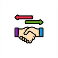 Handshake icon with two arrows pointing to each other vector