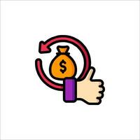 A hand with a dollar sign and a bag of money vector