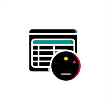 A computer monitor with a clock and a red dot vector