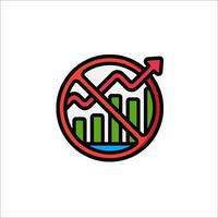 A red and green line icon of a no growth sign vector