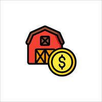 A red barn with a dollar coin and a dollar sign vector