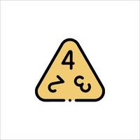 A yellow triangle with four numbers on it vector