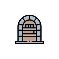 A door with a window in it on a white background vector