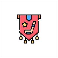 A red banner with a hockey stick on it vector