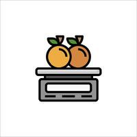 An orange and a banana on a scale vector