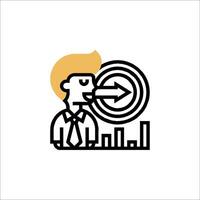 A man with a business card in his hand and an arrow pointing to it vector