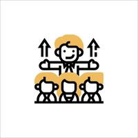 Businessman with arrows and people in the background vector