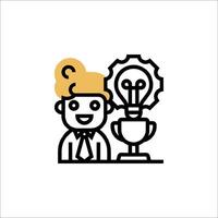 A man with a light bulb on his head and a trophy vector