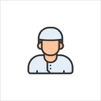A man in a cap and hat icon vector