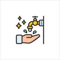 Hand washing with tap icon illustration vector