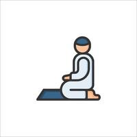 Man praying on the floor, isolated on white background vector