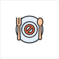 A plate with a fork and spoon on it vector