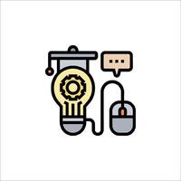 A light bulb with a mouse and speech bubble vector