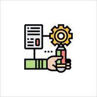 A hand holding a clock and a gear vector
