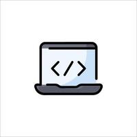 A laptop with code written on it vector