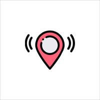 A location marker icon with a microphone vector