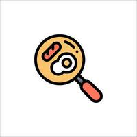 A magnifying glass with a slice of meat on it vector