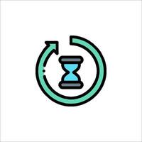 A clock icon with a green arrow pointing to the left vector