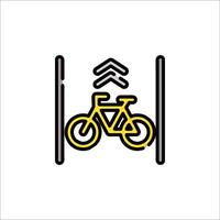 A bicycle is in front of a door with a yellow line vector