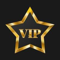 Gold VIP star. Five pointed shiny element. illustration on black background vector