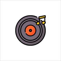 A record player icon with a musical note vector
