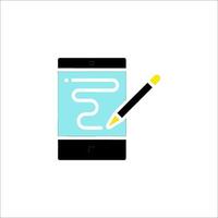 A smartphone with a pencil and a paper vector