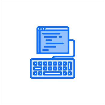 A computer keyboard and monitor icon vector
