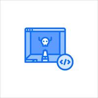 A computer with a skull icon on it vector