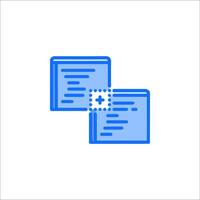 A blue icon with a computer screen and a computer vector
