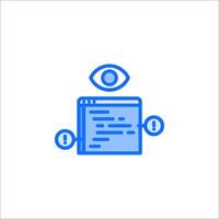 An icon of a computer screen with an eye on it vector