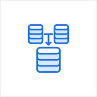 A blue icon with two stacks of data vector