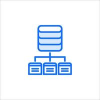 A blue icon of a server with a stack of files vector