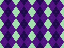 Stylish argyle pattern in vibrant purple and mint green. Perfect for textile designs, backgrounds, or branding projects. vector