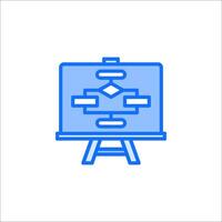 A blue outline icon of a board with a diagram on it vector