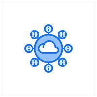 Cloud computing icon with a circle of circles around it vector